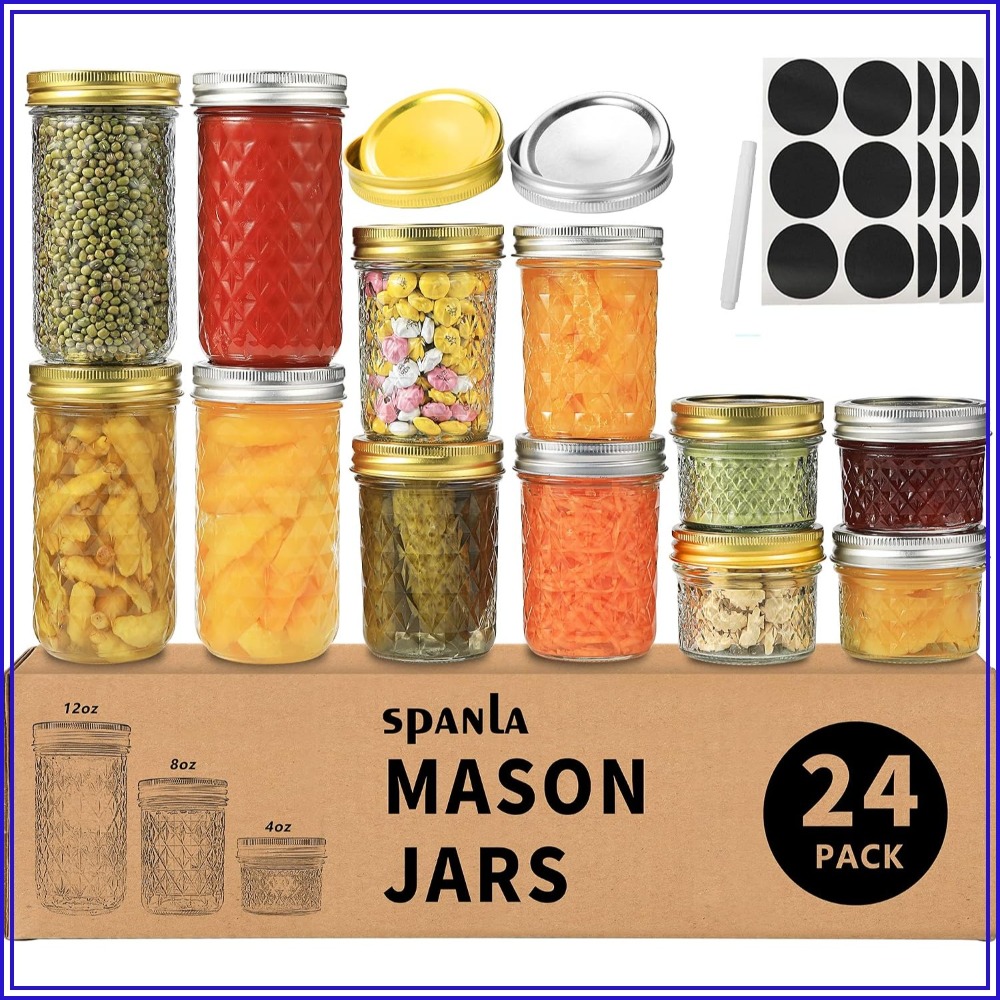 Mason Jar 8Oz - Paquete de 24 Frascos Mason con