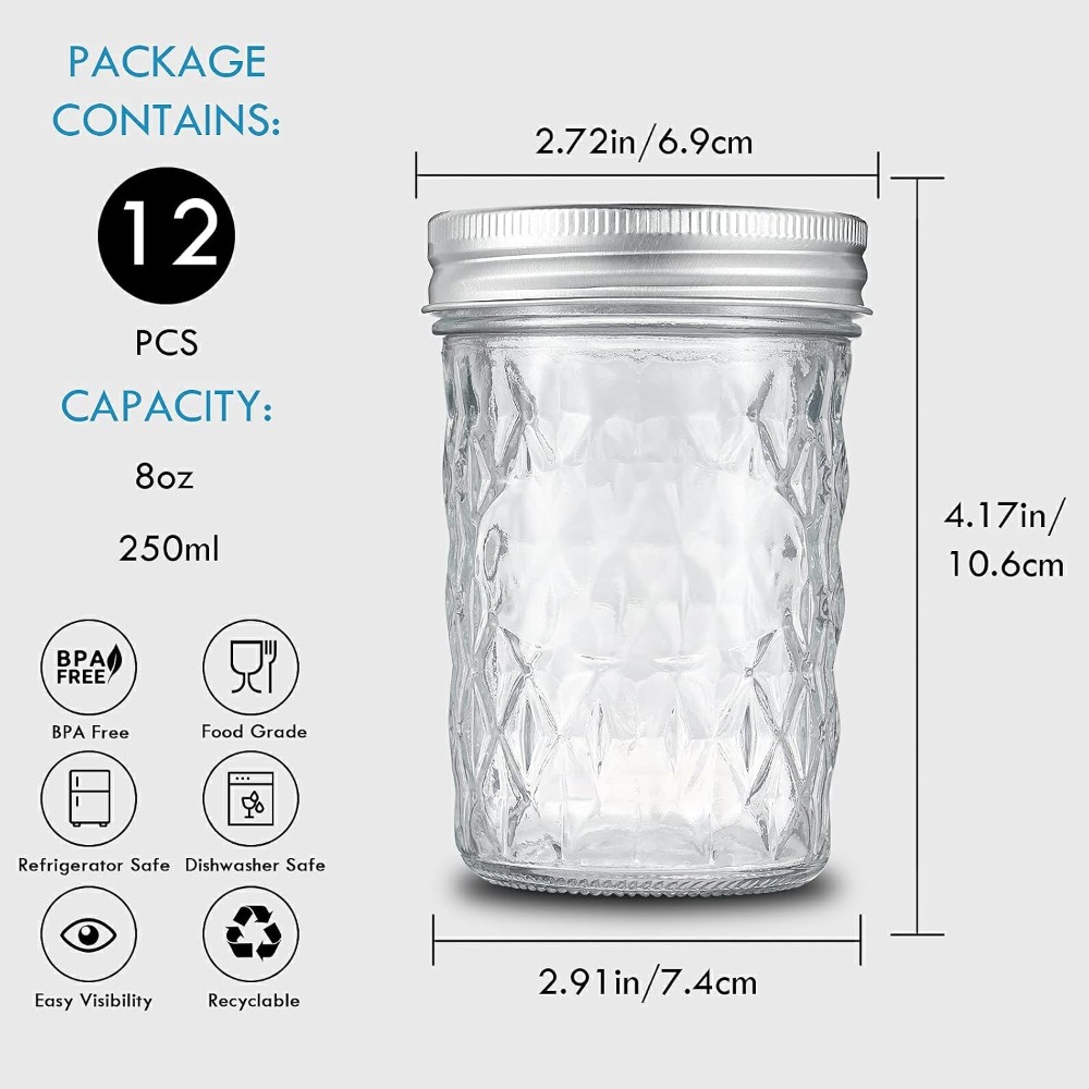 Paquete de 12 Frascos Mason de - Mason Jar 8Oz reseña y precio